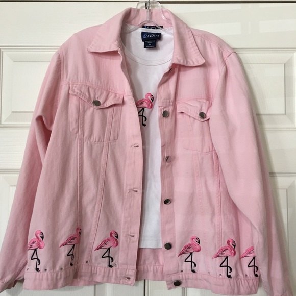 Pink Denim Flamingo Jacket Shirt 